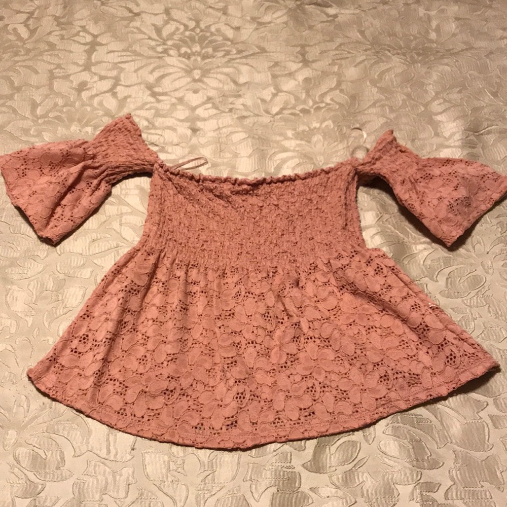 Pink crochet off the shoulder top